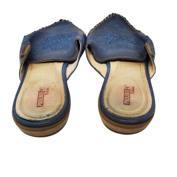 Pikolinos Shoes Womens 10/10.5 Mules Bari Blue Leather Boho Slip On 41 - Picture 7 of 10